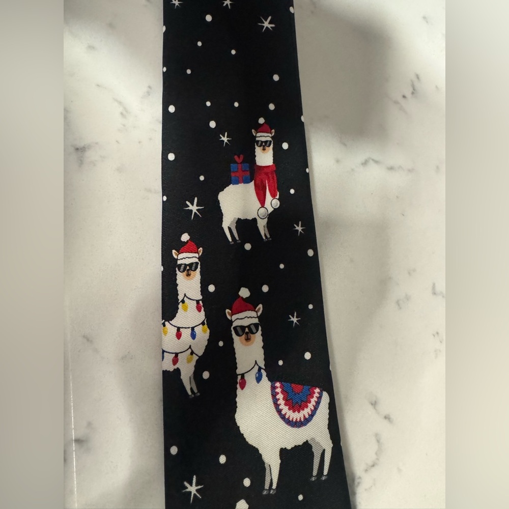 Festive Llama Black Tie Christmas tie